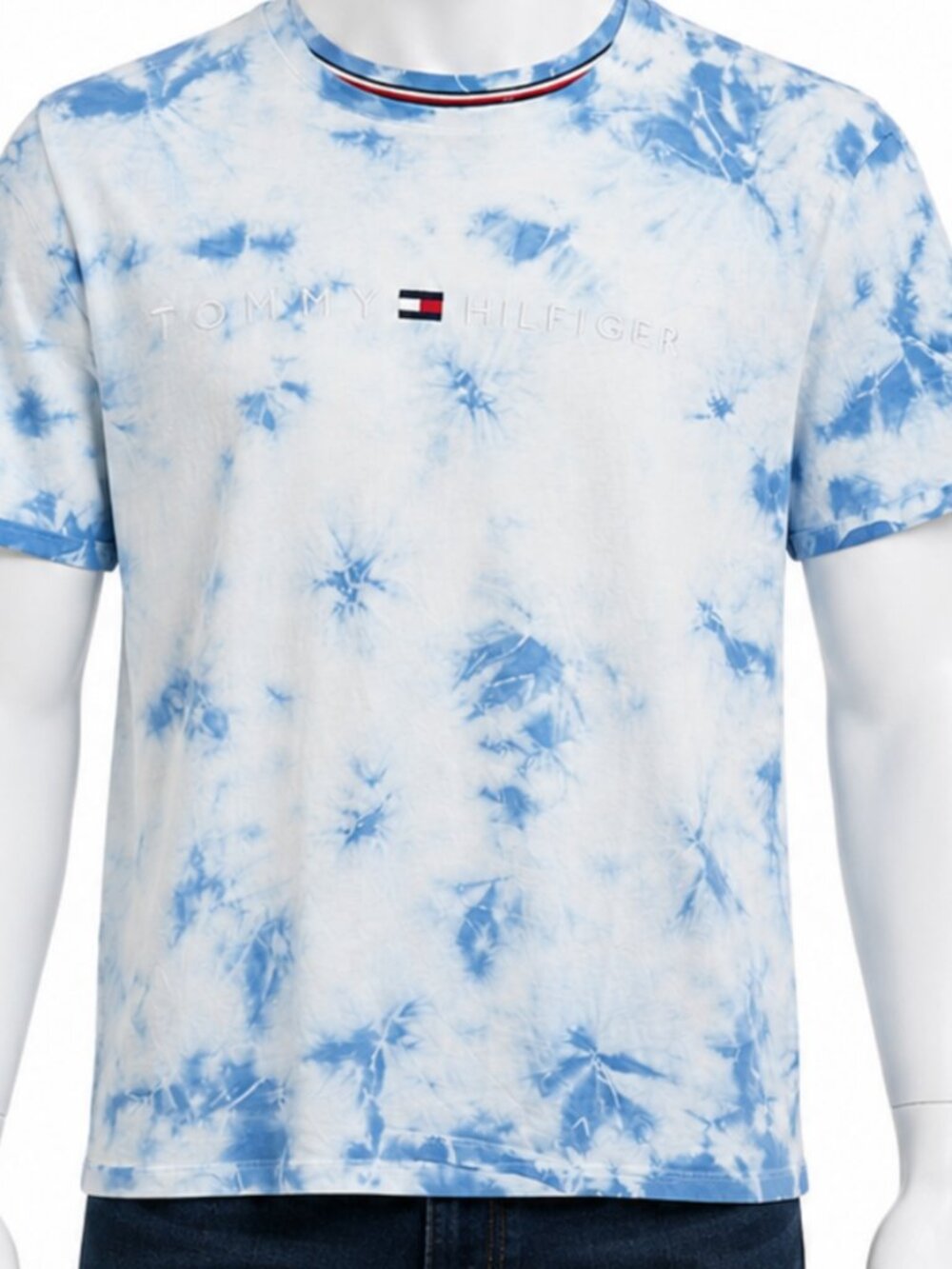Tommy Hilfiger Mens Large T-Shirt Tie Dye Logo Crewneck T-Shirt